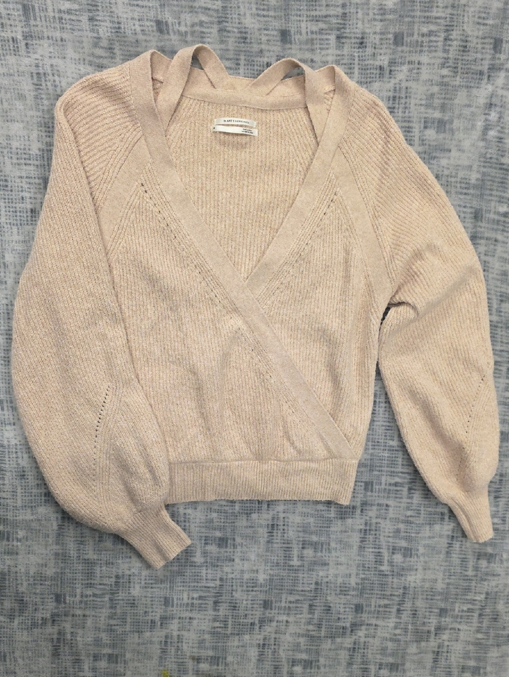 Anthropologie Light Beige V-Neck Wrap Sweater